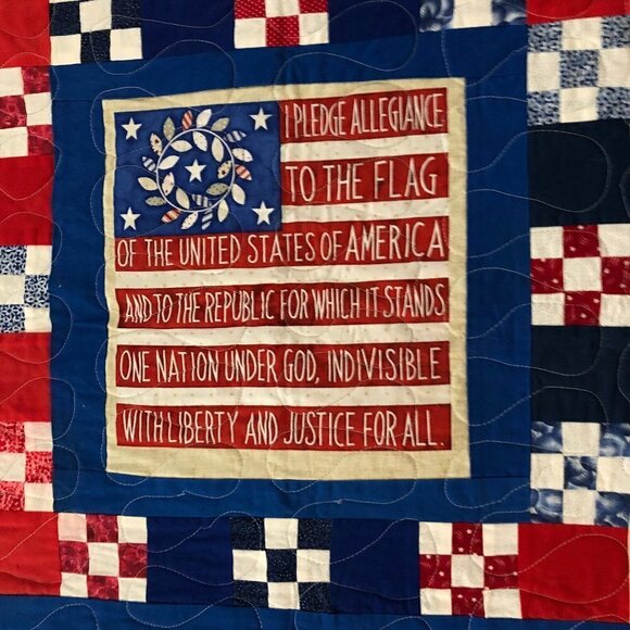 4th of July USA Quilt Homemade 54"x43" #715-7 - Picture 3 of 8
